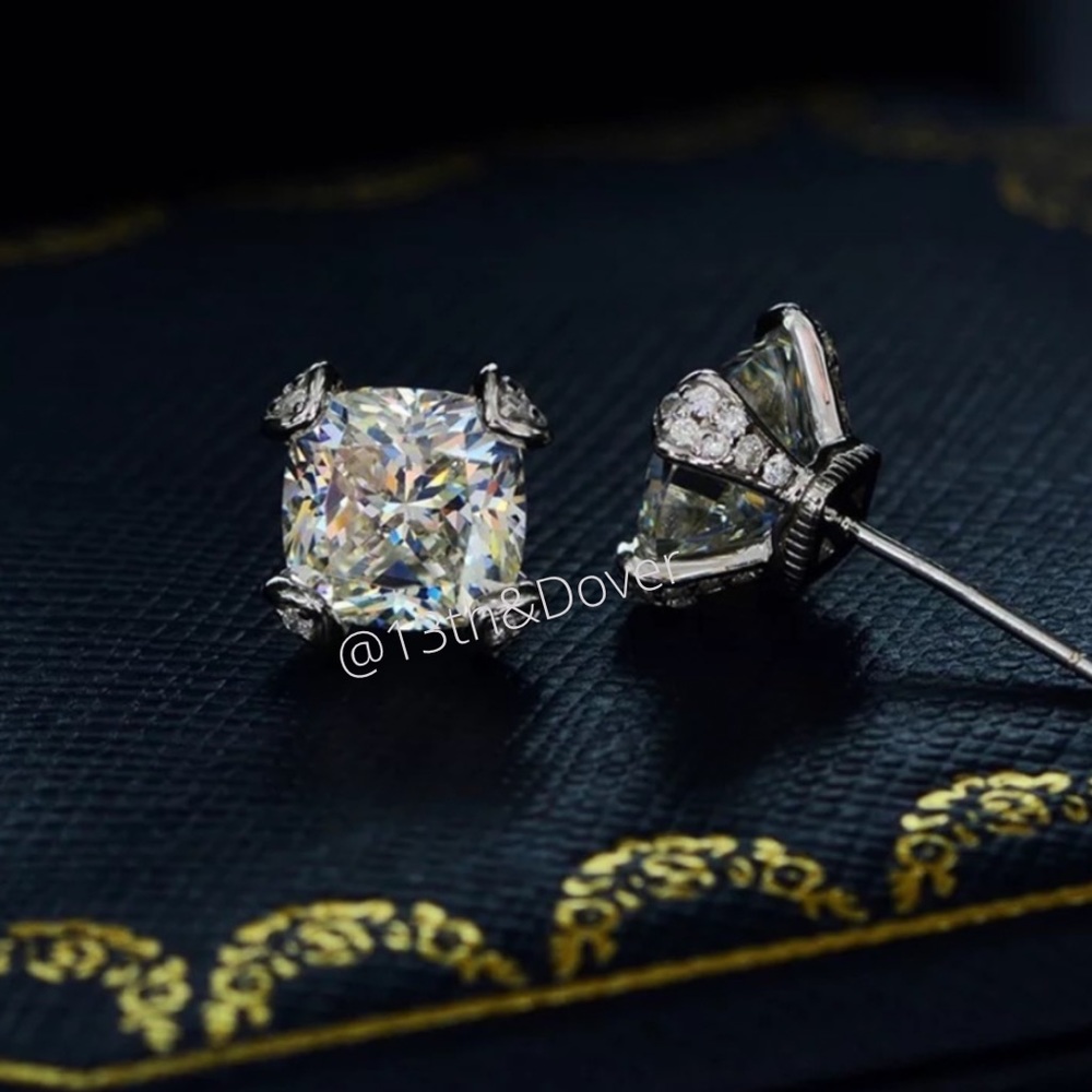 2ct Cushion Cut Earrings - Picture 8 of 11